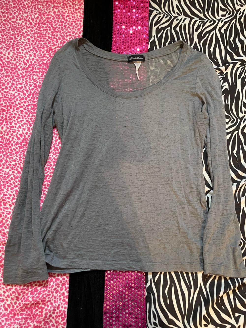 Seduction sheer grey long sleeve top